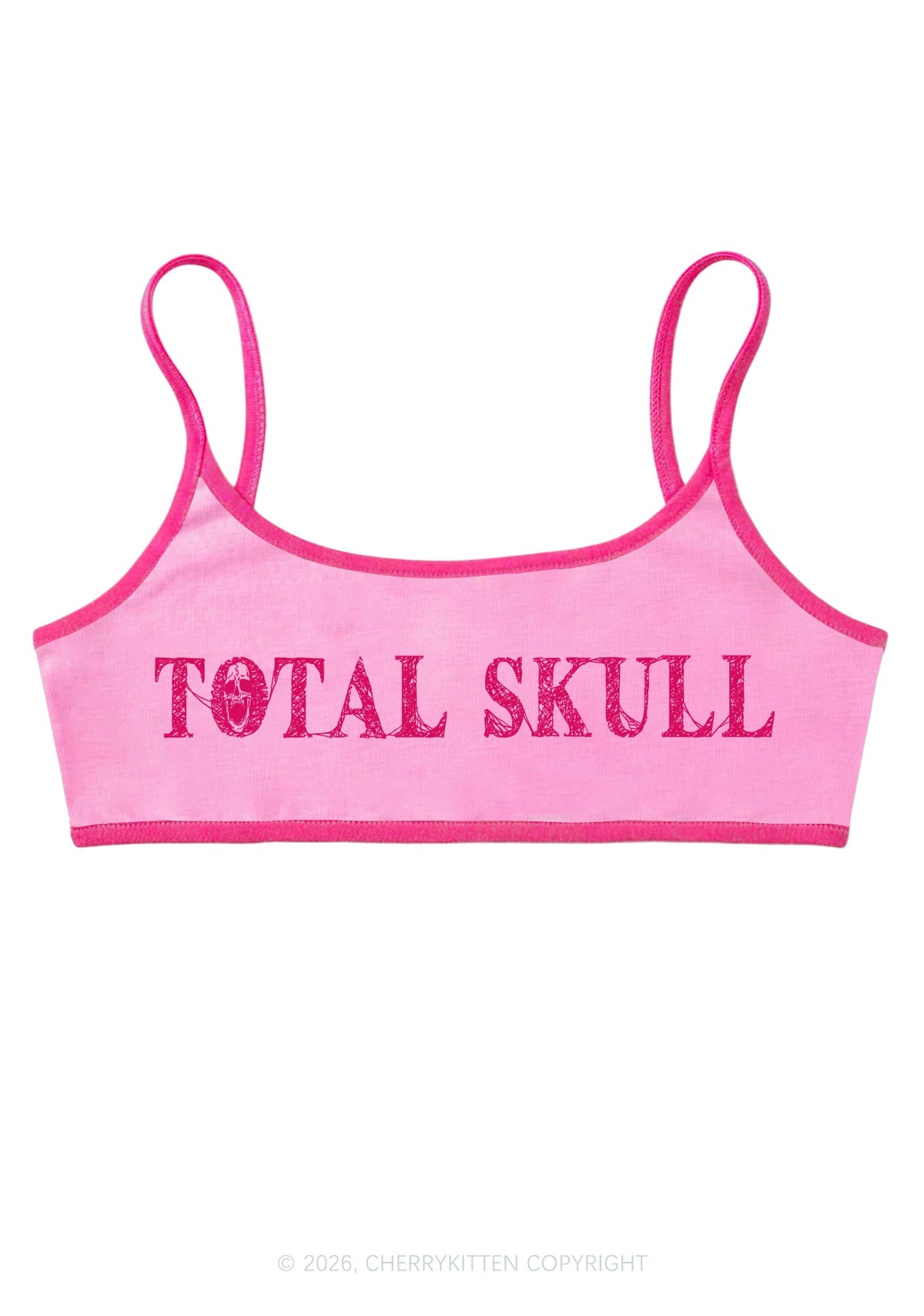 Halloween Total Skull Y2K Super Crop Cami Cherrykitten