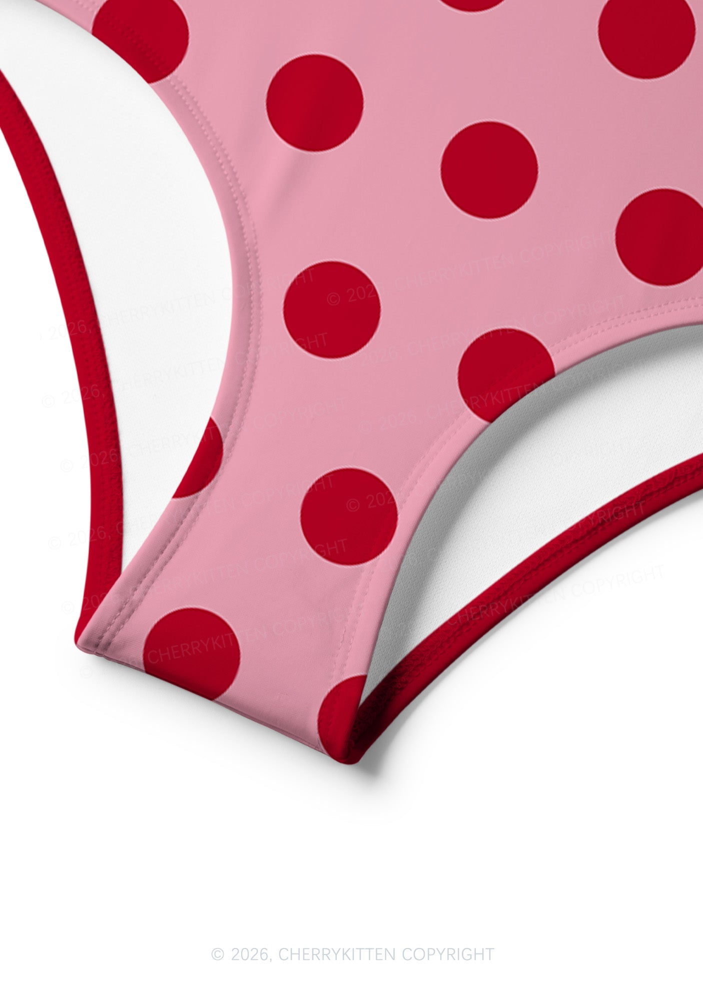 Red Dots On Pink Y2K Print Bikini Set Cherrykitten