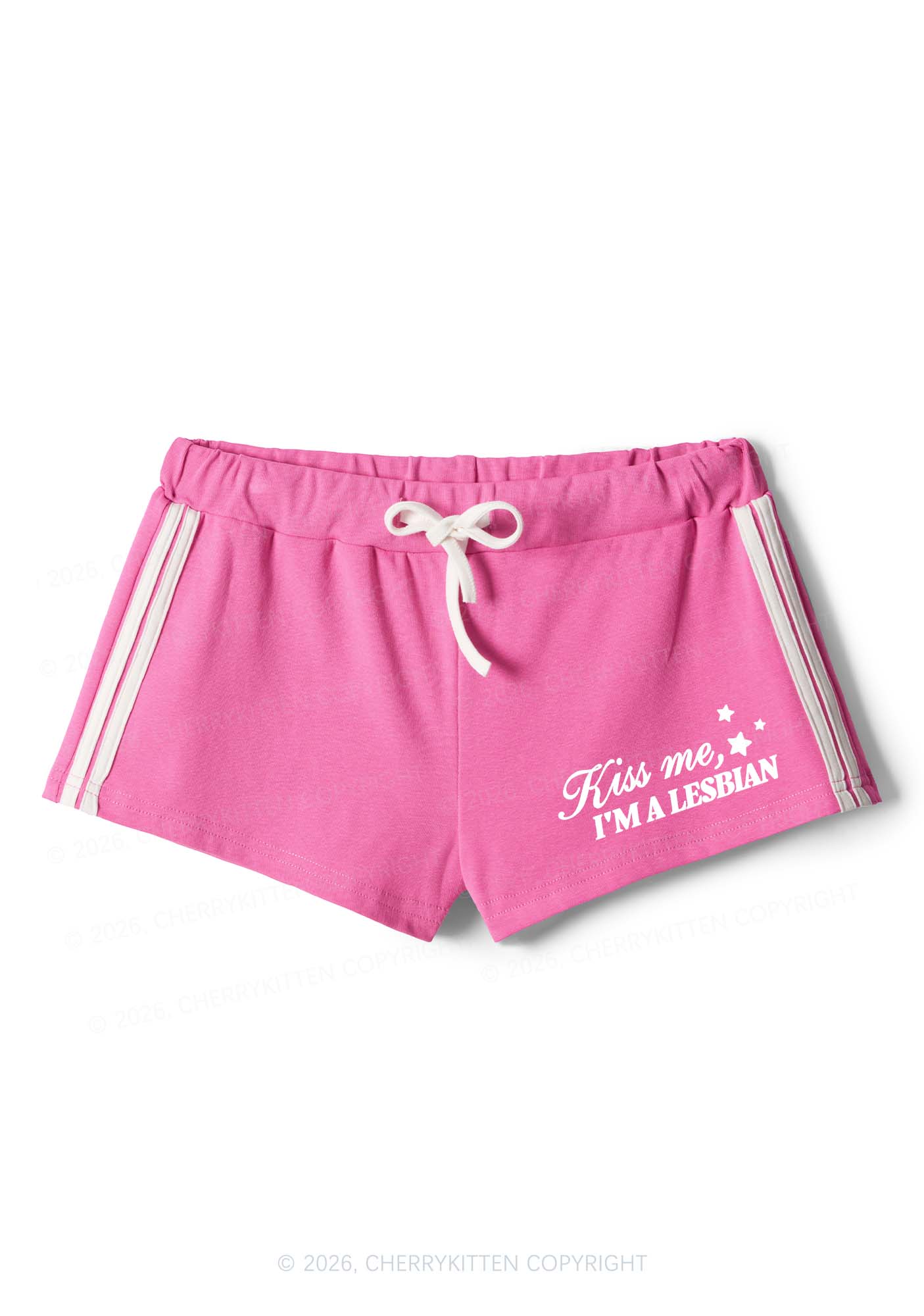 Kiss Me Im A Lesbian Pride Y2K Drawstring Mini Shorts Cherrykitten