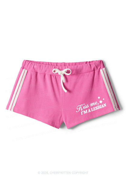 Kiss Me Im A Lesbian Pride Y2K Drawstring Mini Shorts Cherrykitten