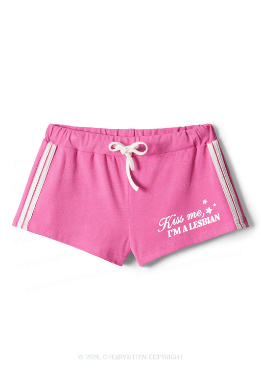 Kiss Me Im A Lesbian Pride Y2K Drawstring Mini Shorts Cherrykitten