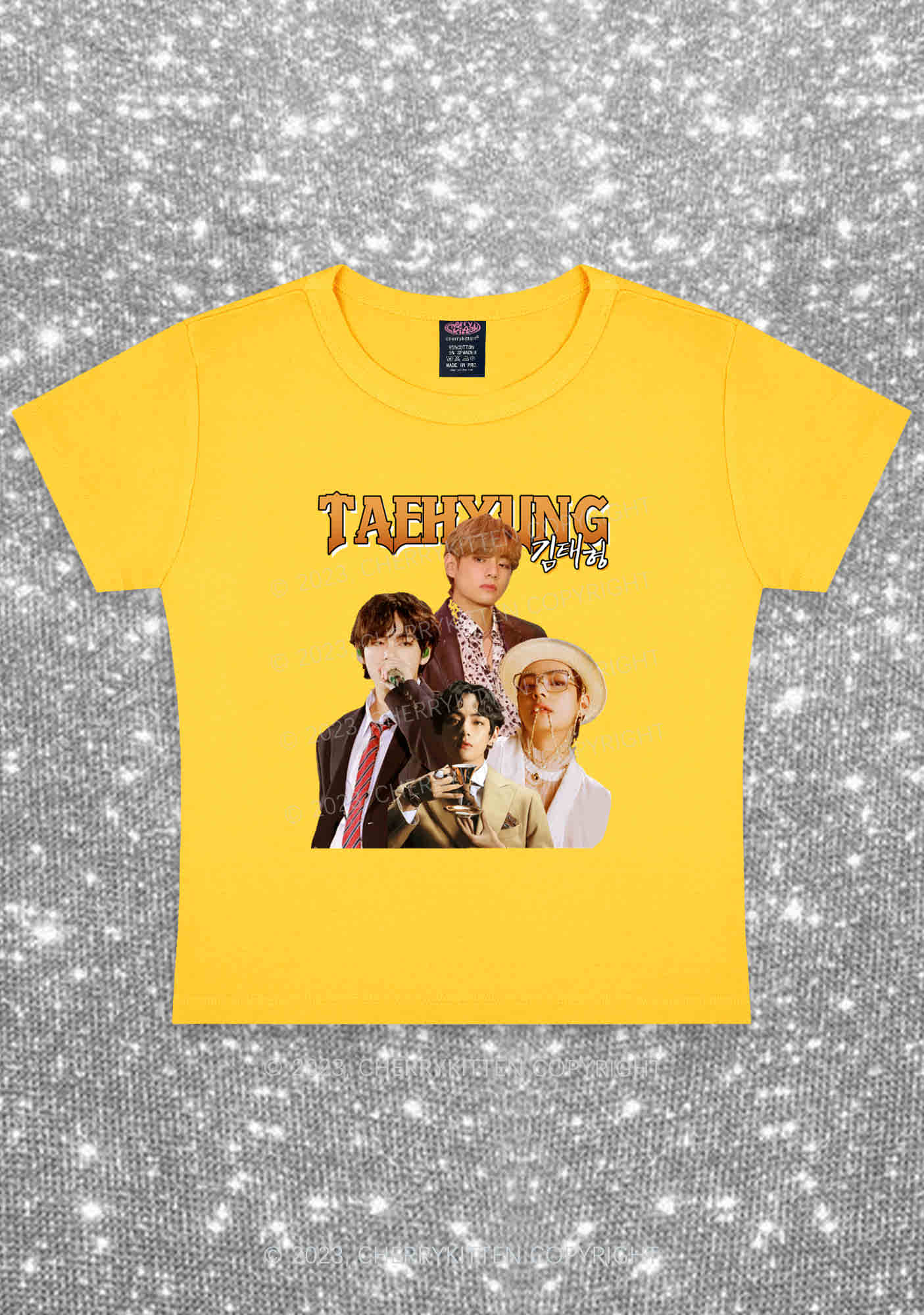 Korean Singer Taehyung Kpop Y2K Baby Tee Cherrykitten