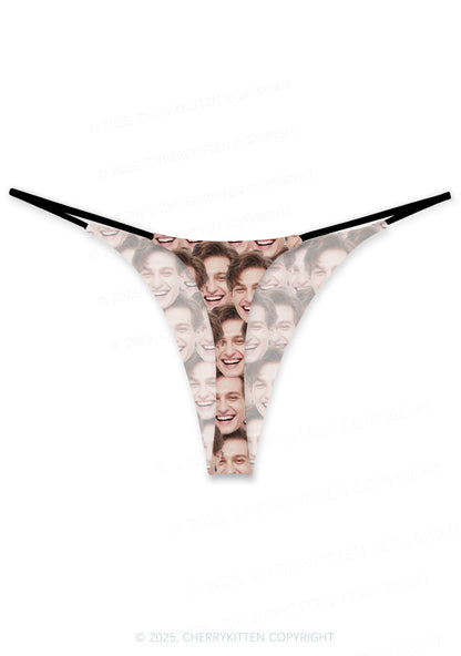 Custom Portrait Valentine's Day Y2K Print Couples Thong Set Cherrykitten