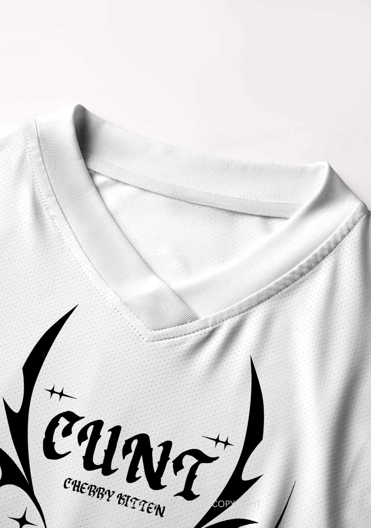 White Cxxt Y2K Crop Football Jersey Shirts Cherrykitten