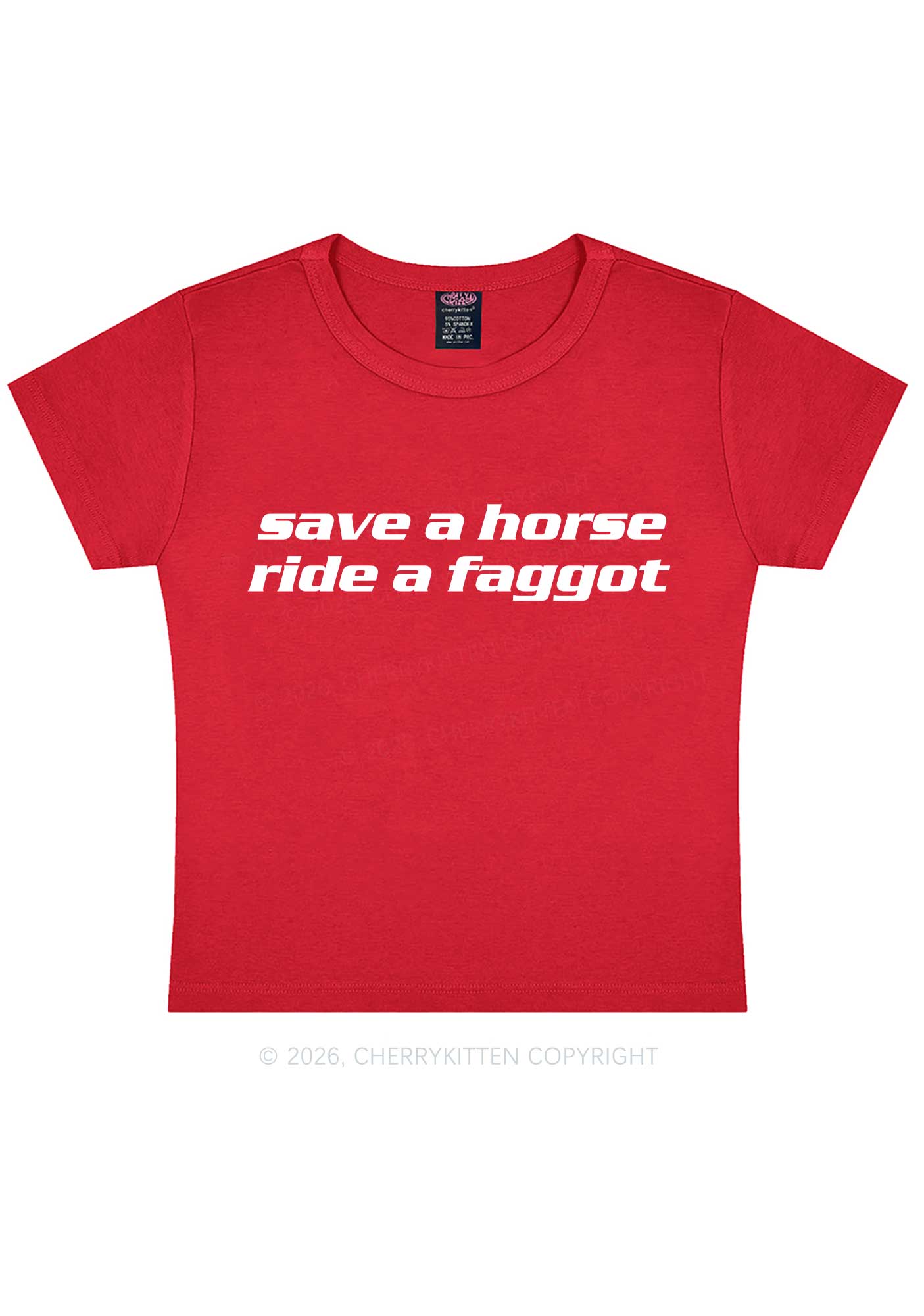 Save Horse Ride Faggot Pride Y2K Baby Tee Cherrykitten
