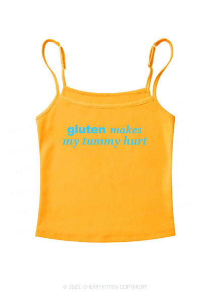 Gluten Makes Tummy Hurt Y2K Spaghetti Strap Cami Cherrykitten