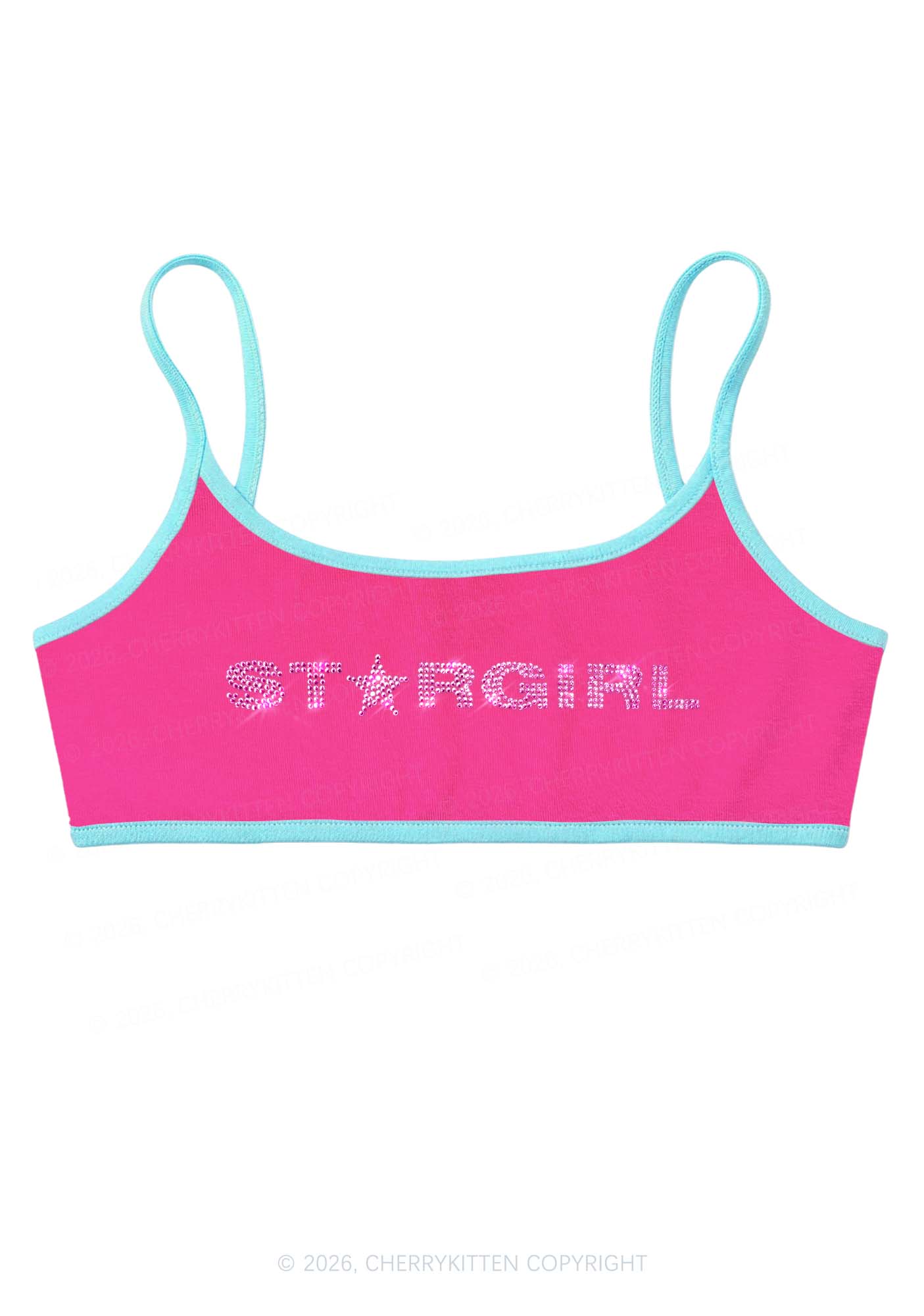Rhinestone Stargirl Y2K Super Crop Cami Cherrykitten