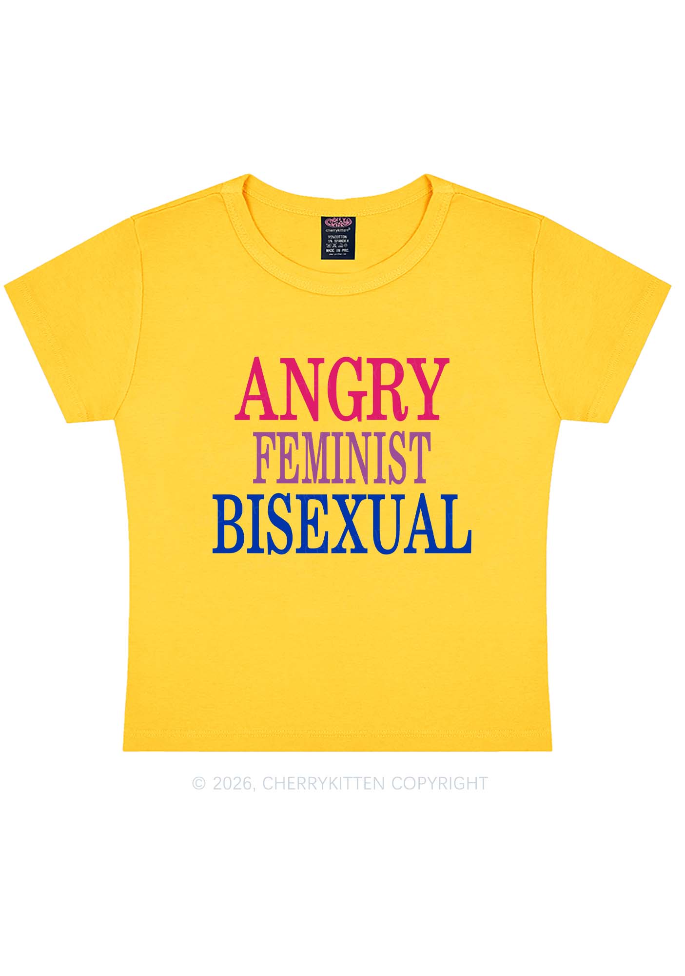 Angry Feminist Bisexual Pride Y2K Baby Tee Cherrykitten