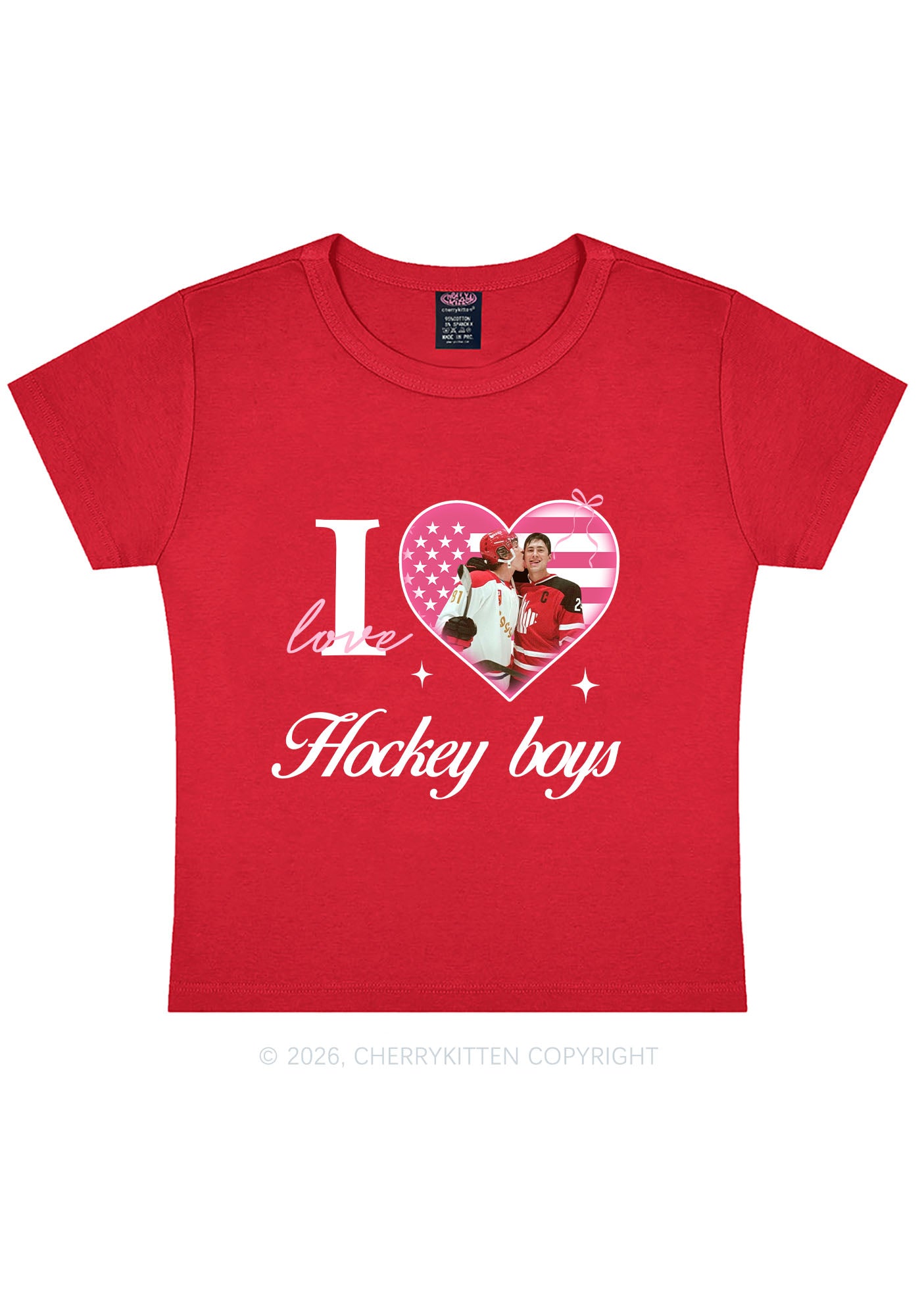 I Love US Hockey Boys HR Y2K Baby Tee Cherrykitten