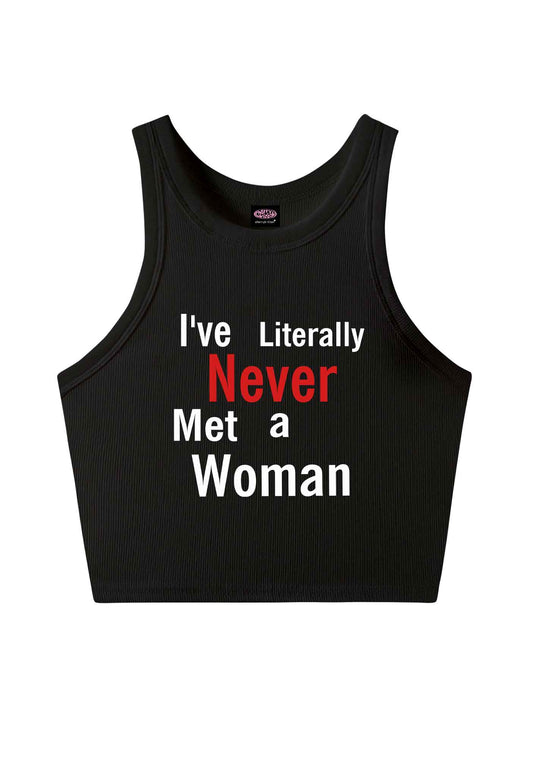 Never Met A Woman Pride Y2K Crop Tank Top Cherrykitten
