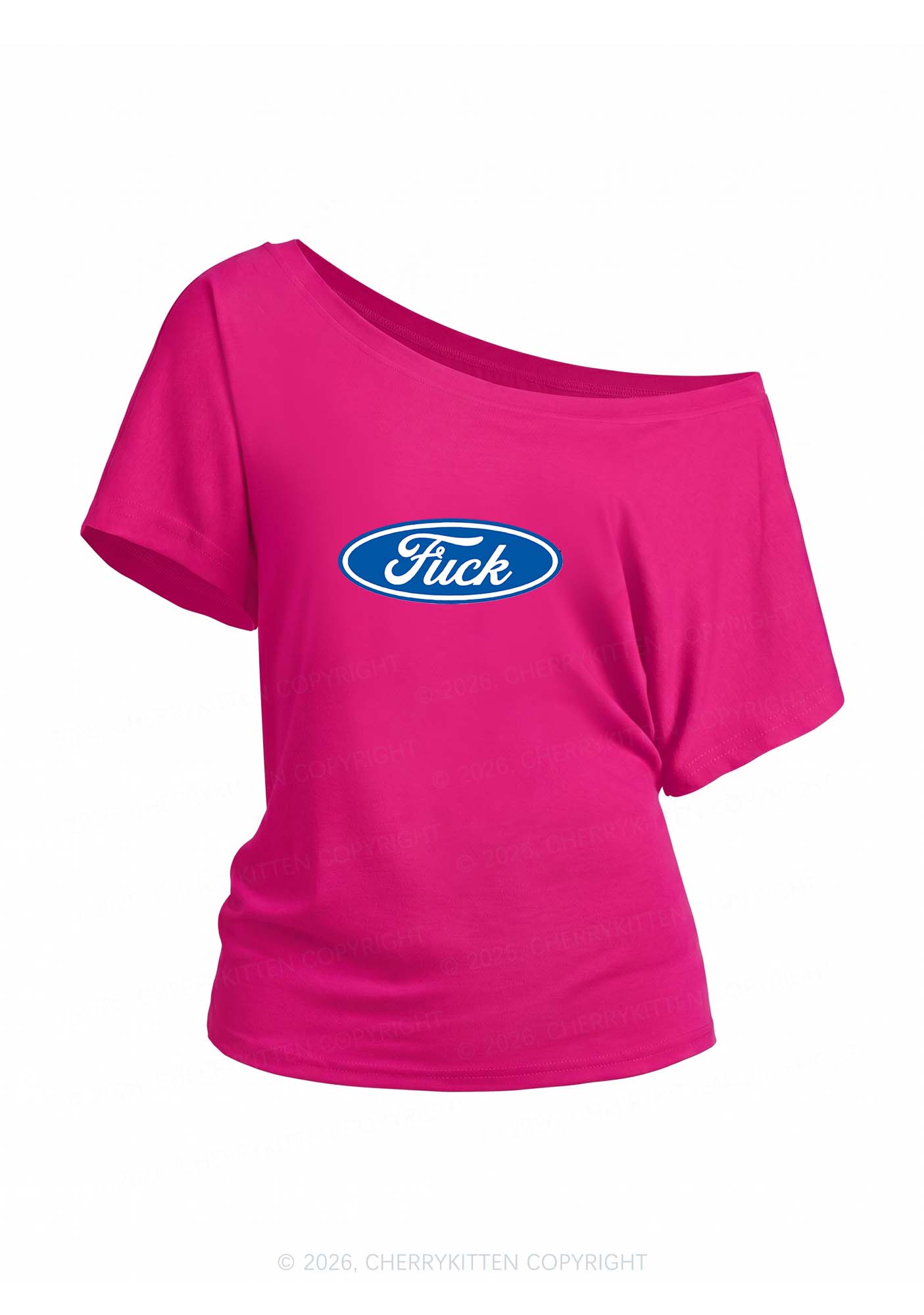 Oval Fxxk Y2K Off Shoulder Tee Cherrykitten