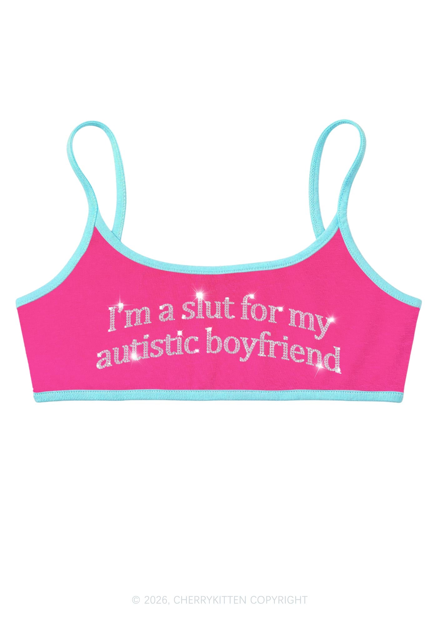 Rhinestone Slxt For My Autistic BF Y2K Super Crop Cami Cherrykitten