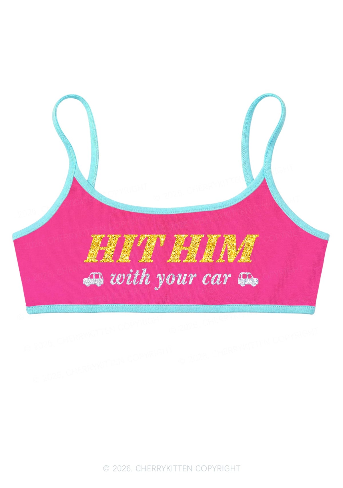 Glitter Hit Him Y2K Super Crop Cami Cherrykitten
