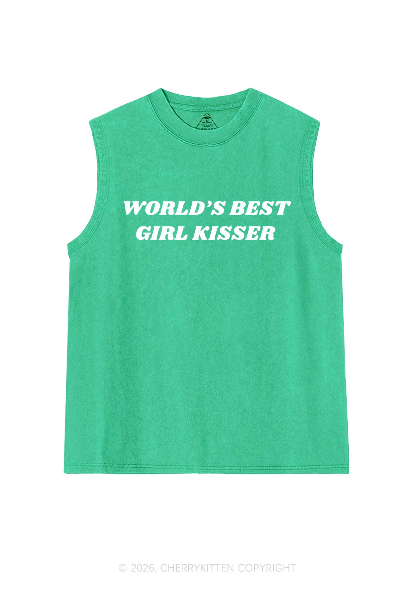 Best Girl Kisser Pride Y2K Washed Muscle Tank Cherrykitten
