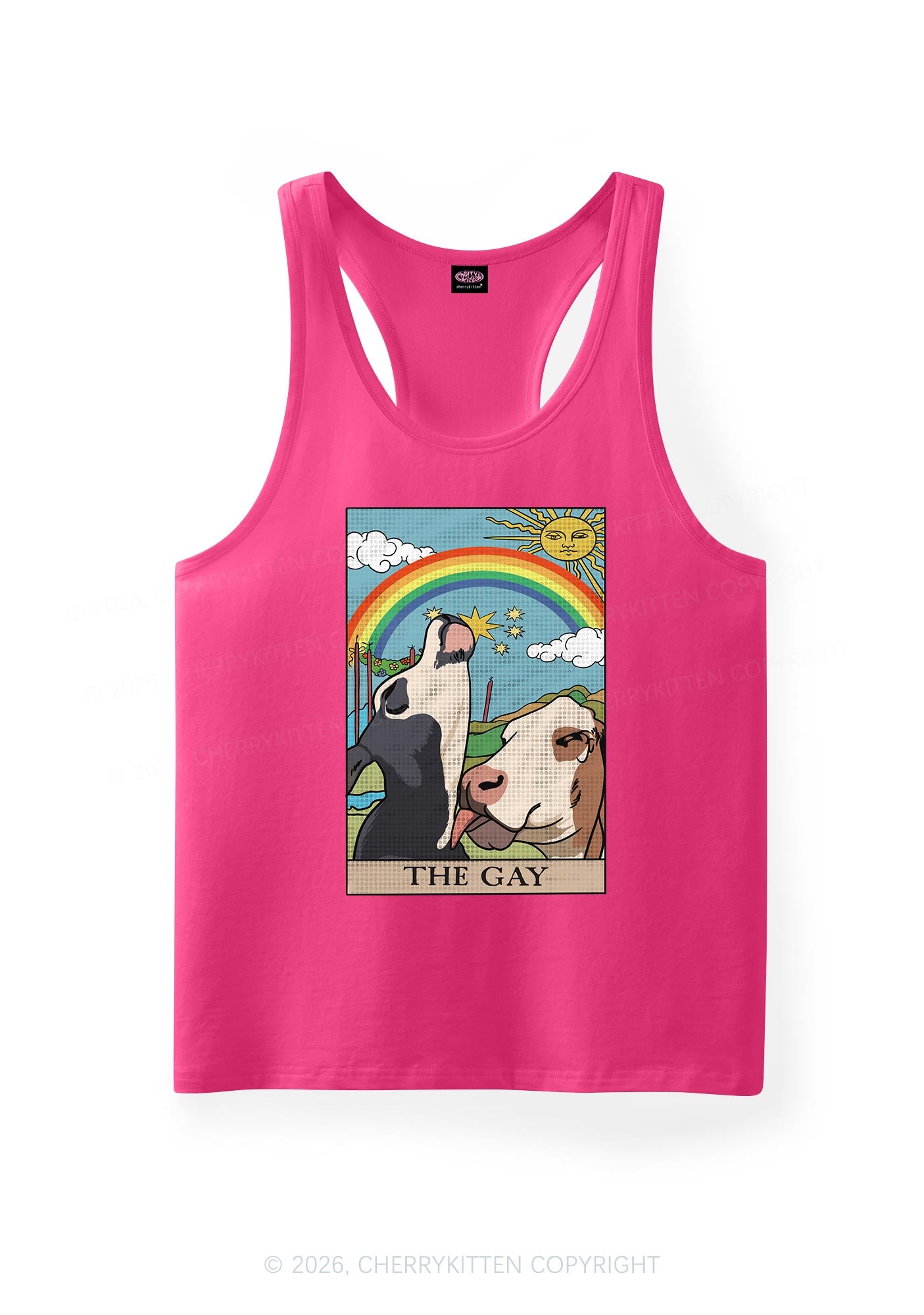 Gay Cow Play Pride Y2K Men Racerback Tank Top Cherrykitten
