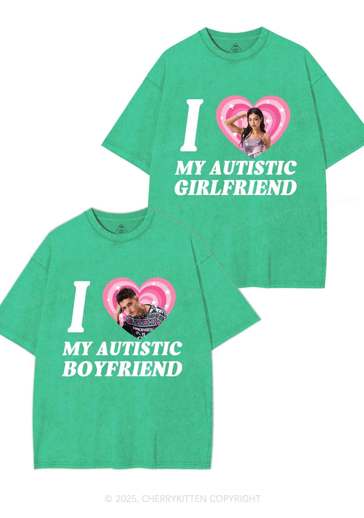 Custom My Autistic BF GF Y2K Valentine's Day Washed Tee Cherrykitten