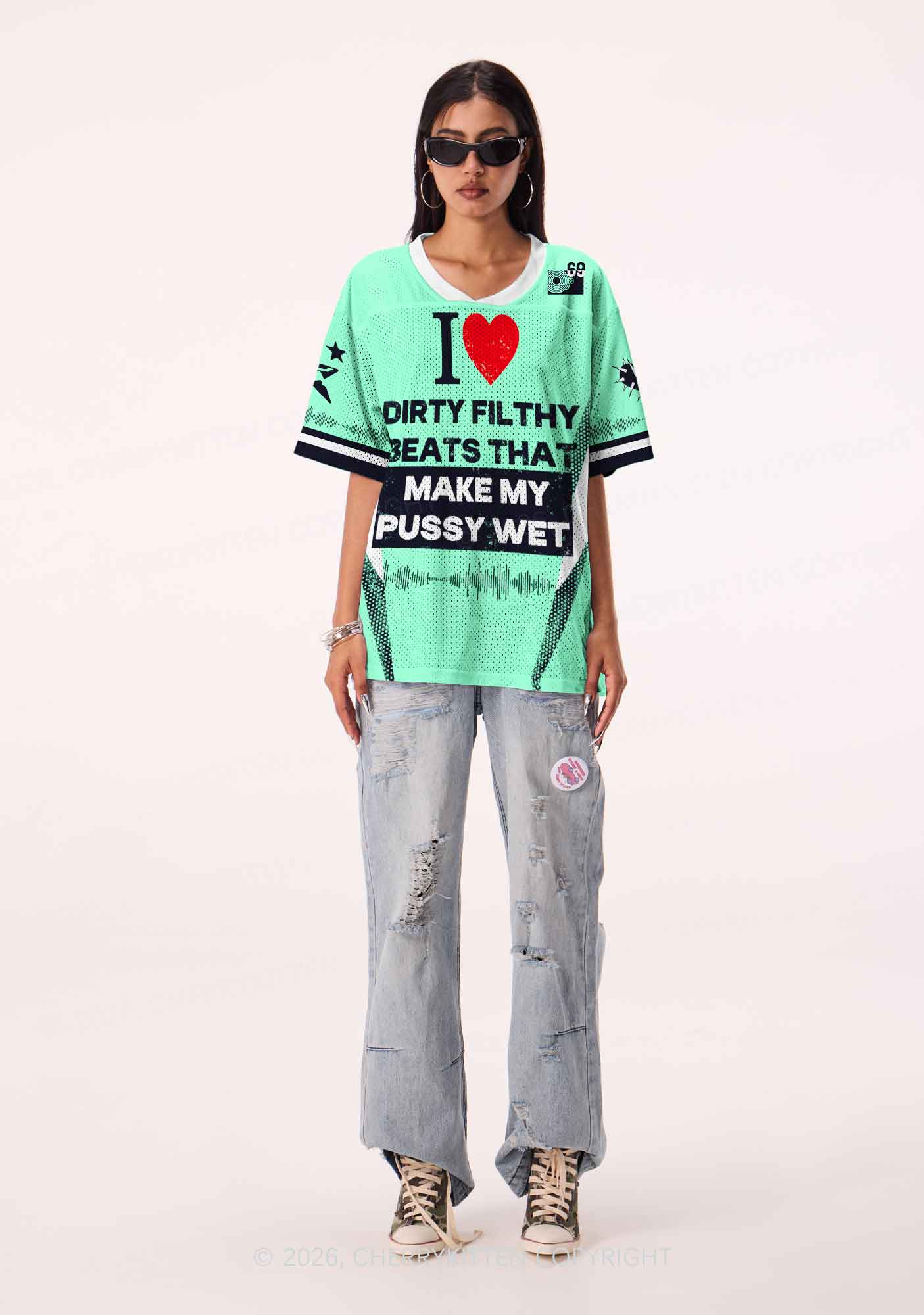 I Love Dirty Filthy Beats Y2K Sport Jersey Shirts Cherrykitten