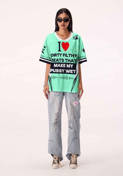 I Love Dirty Filthy Beats Y2K Sport Jersey Shirts Cherrykitten