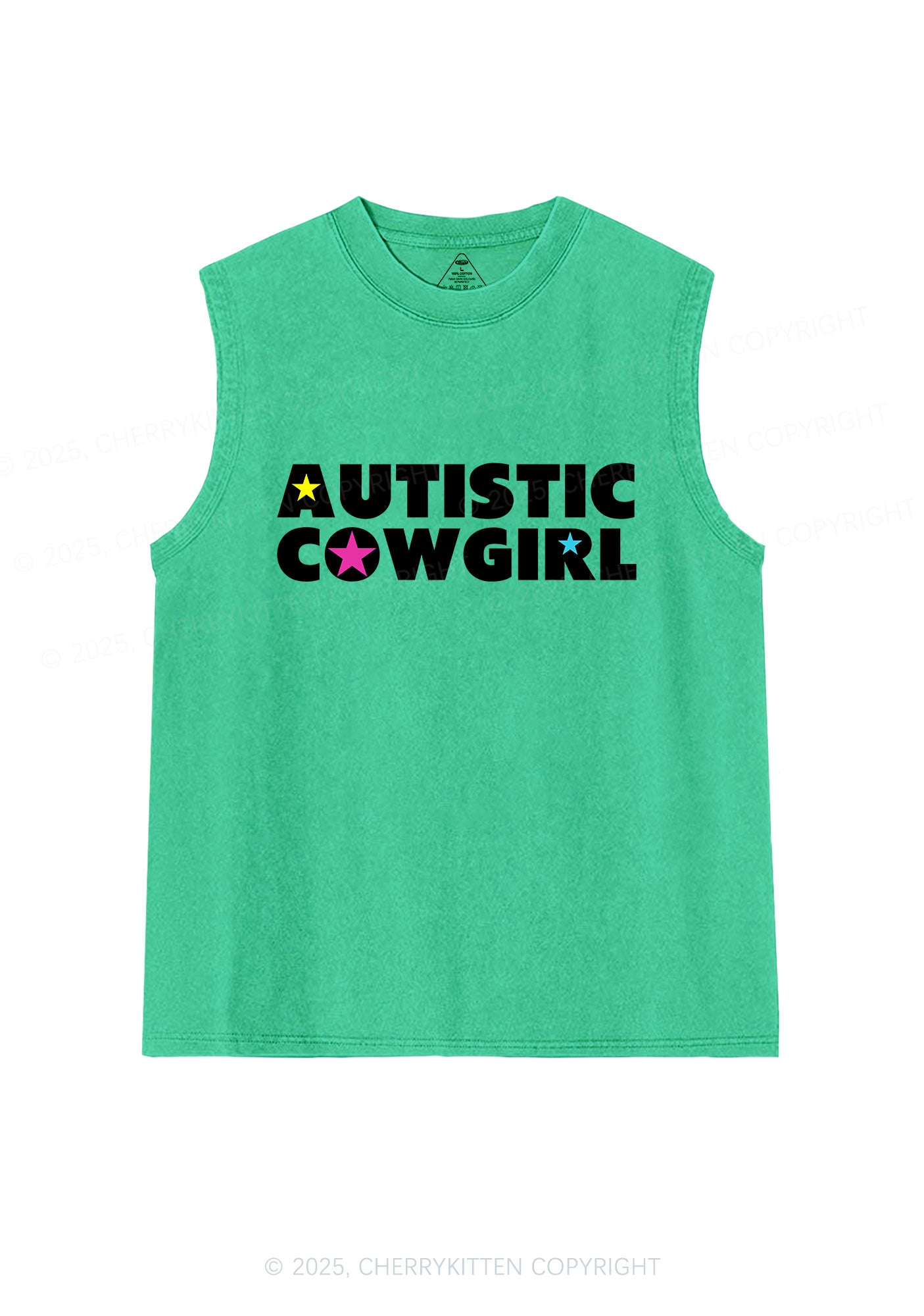 Autistic Cowgirl Y2K Washed Muscle Tank Cherrykitten