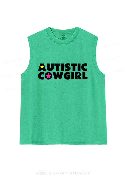 Autistic Cowgirl Y2K Washed Muscle Tank Cherrykitten