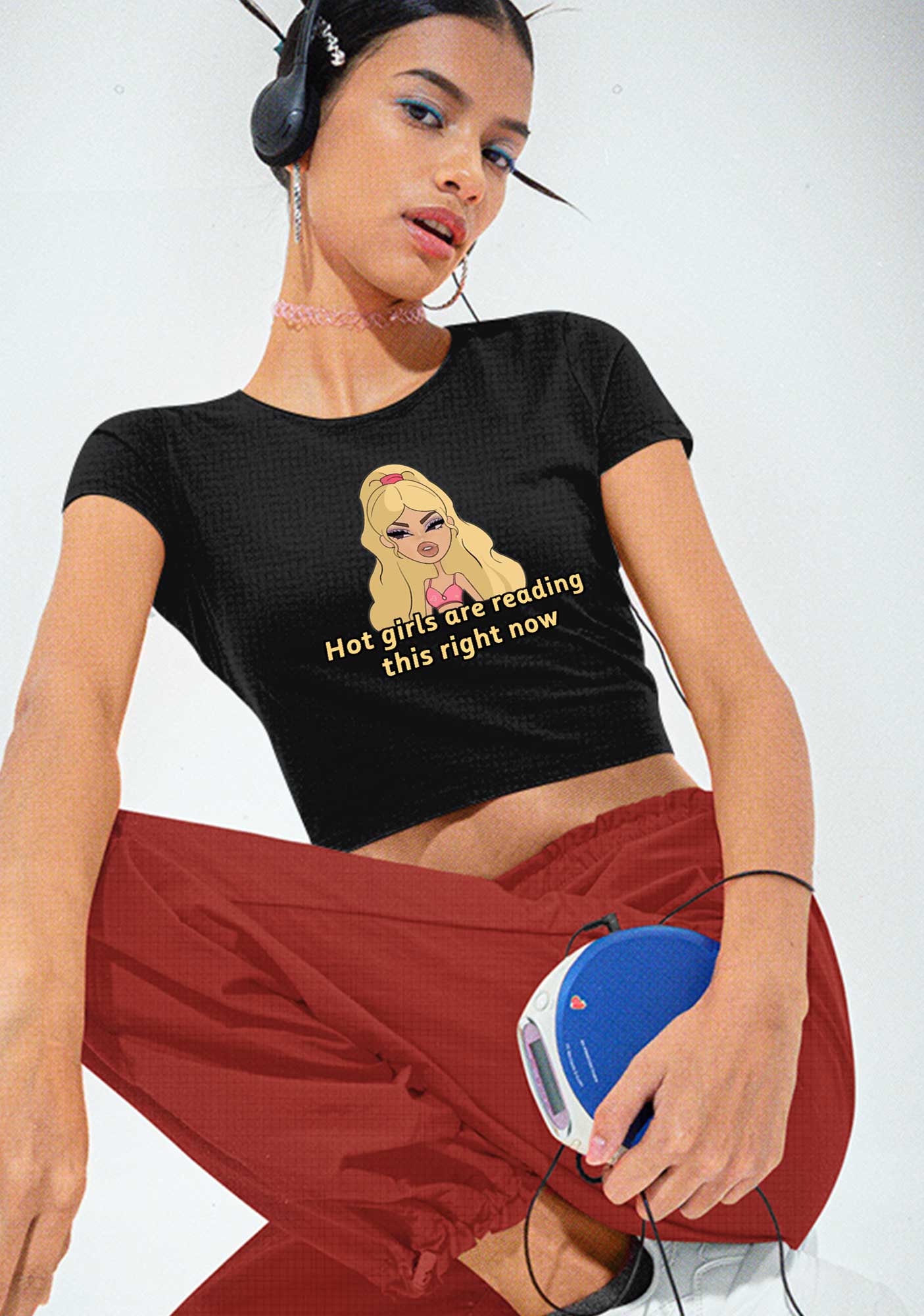 Hot Girls Are Reading This Right Now Y2K Baby Tee