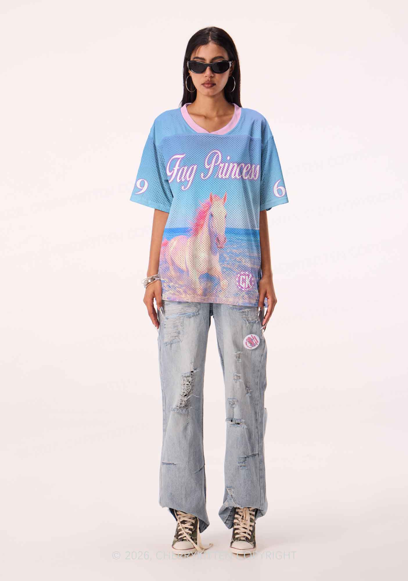 Blue Fag Princess Horse Pride Y2K Sport Jersey Shirts Cherrykitten