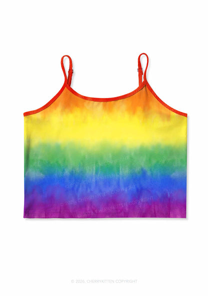 Rainbow Flag Pride Y2K Print Cami Crop Top Cherrykitten