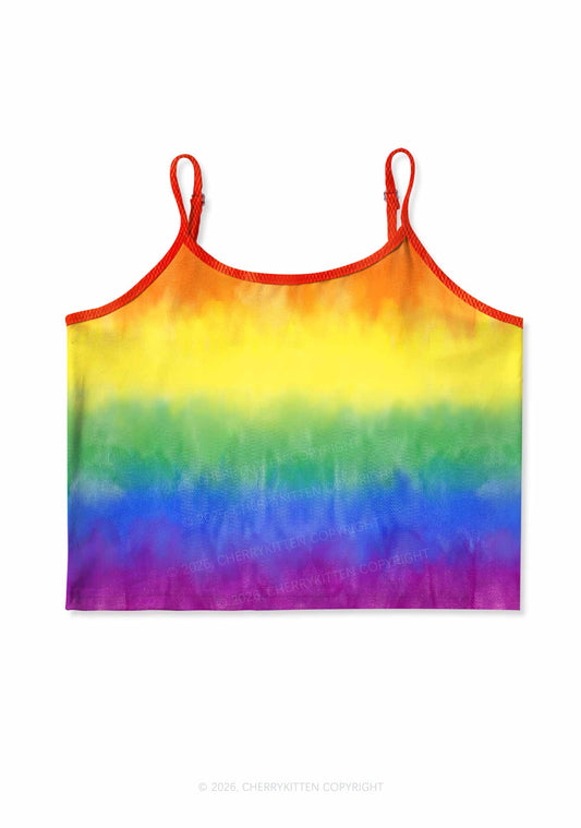 Rainbow Flag Pride Y2K Print Cami Crop Top Cherrykitten