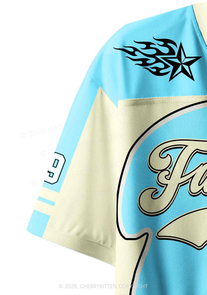Light Blue Faggot Pride Y2K Crop Sport Jersey Shirts Cherrykitten