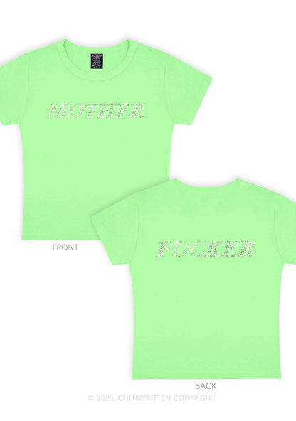 Rhinestone Motherfxcker Two Sides Y2K Baby Tee Cherrykitten