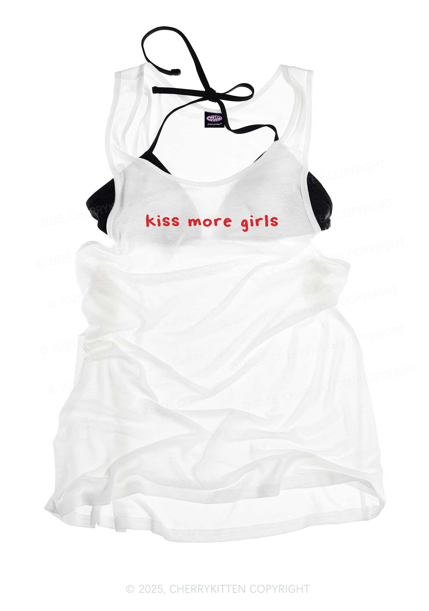 Kiss More Girls Pride Y2K Sheer Boyfriend Tank Cherrykitten