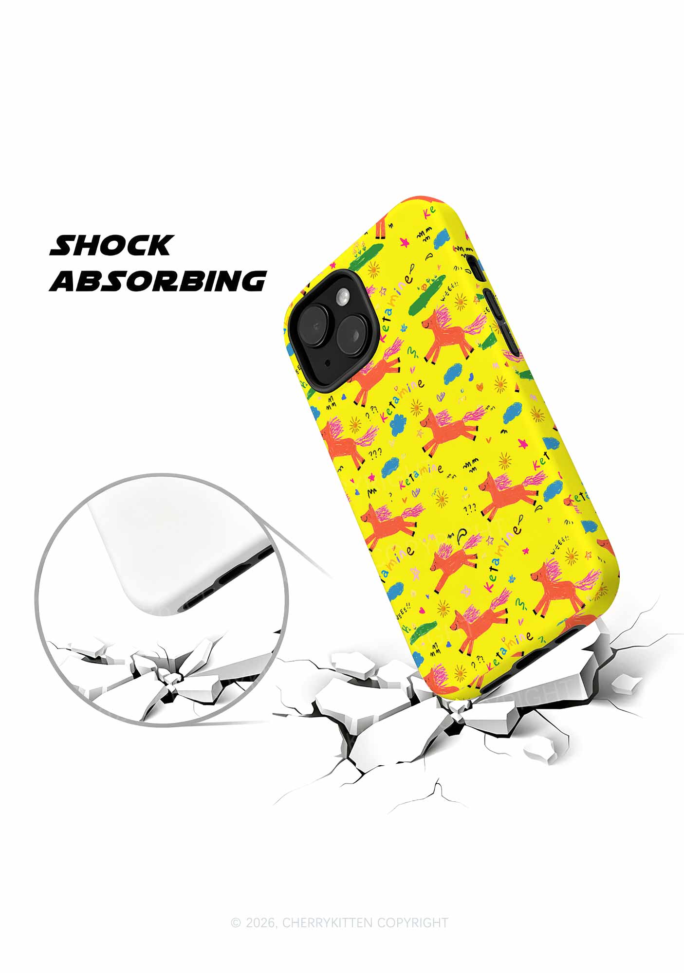 Orange Pony On Yellow Y2K Phone Case Cherrykitten