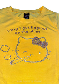 Rhinestone Sorry I Got Lipgloss Y2K Baby Tee Cherrykitten