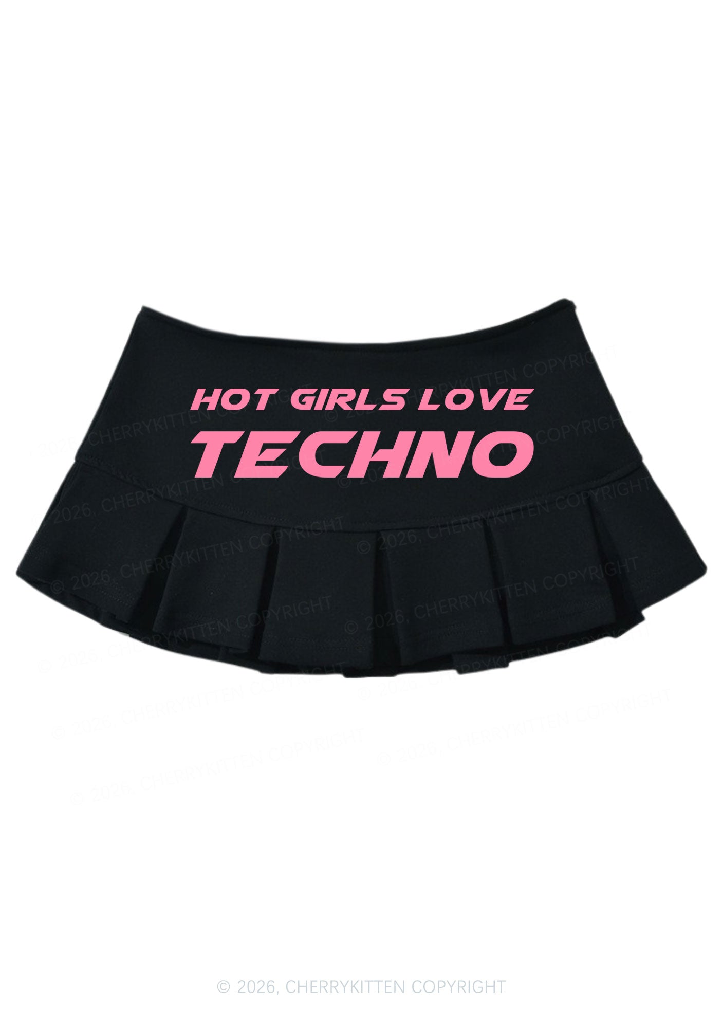 Hot Girls Love Techno Y2K Mini Pleated Skirts Cherrykitten