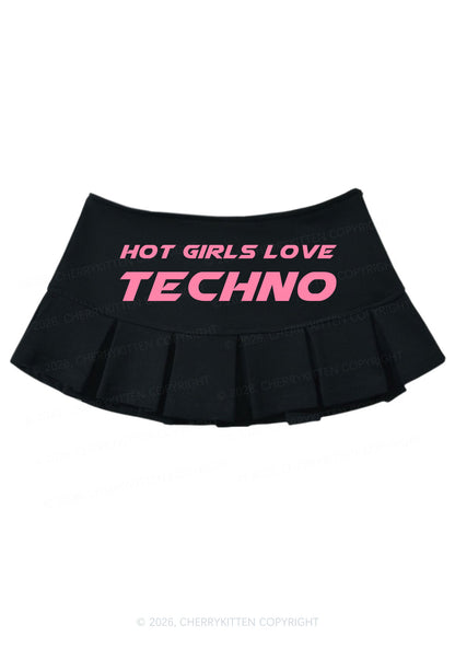 Hot Girls Love Techno Y2K Mini Pleated Skirts Cherrykitten
