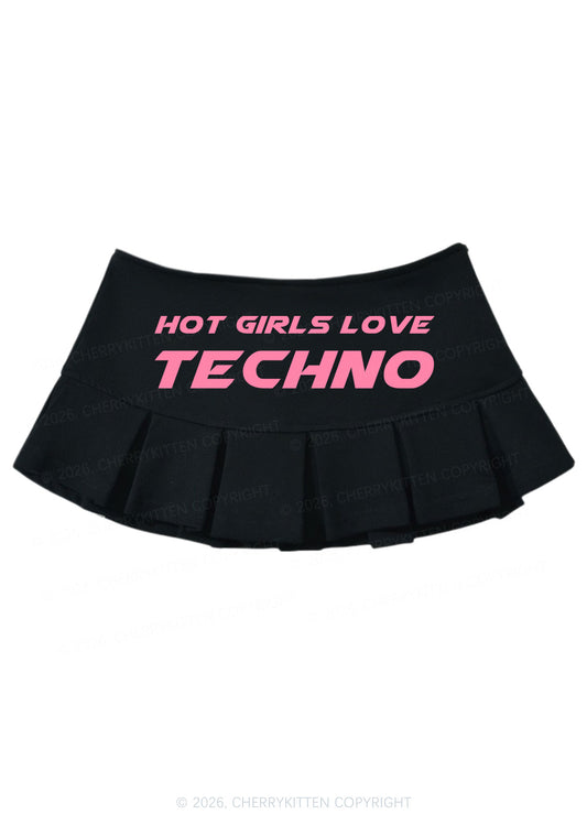 Hot Girls Love Techno Y2K Mini Pleated Skirts Cherrykitten