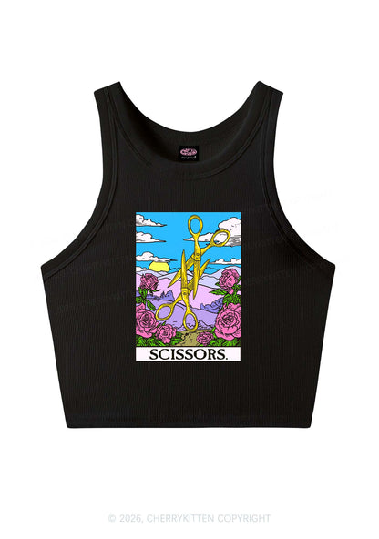 Yellow Scissors Pride Y2K Crop Tank Top Cherrykitten