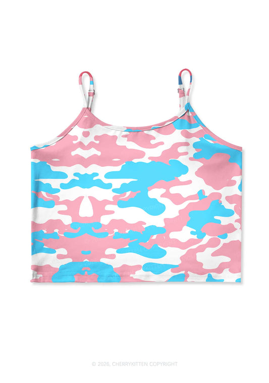 Trans Camouflage Pride Y2K Print Cami Crop Top Cherrykitten