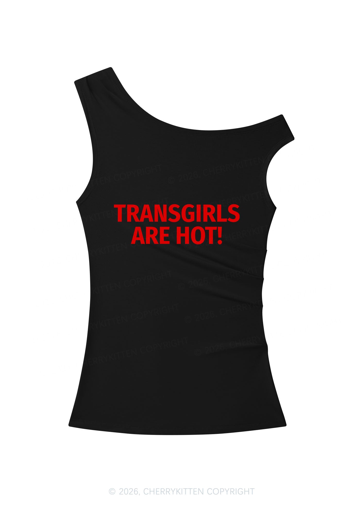 Transgirls Are Hot Pride Y2K Off Shoulder Tank Top Cherrykitten