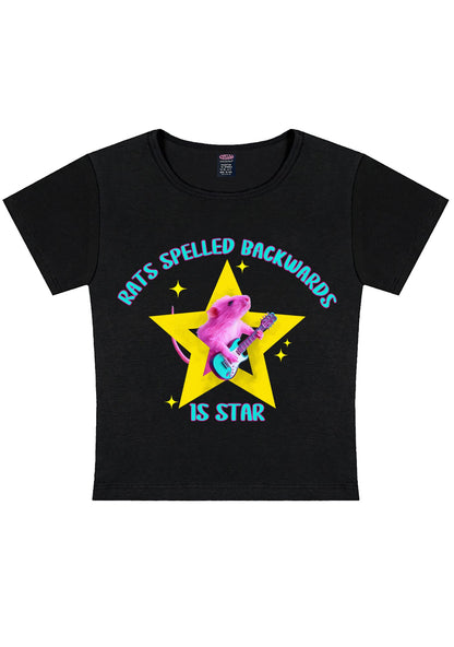 Rats Spelled Backwards Is Star Y2K Baby Tee Cherrykitten