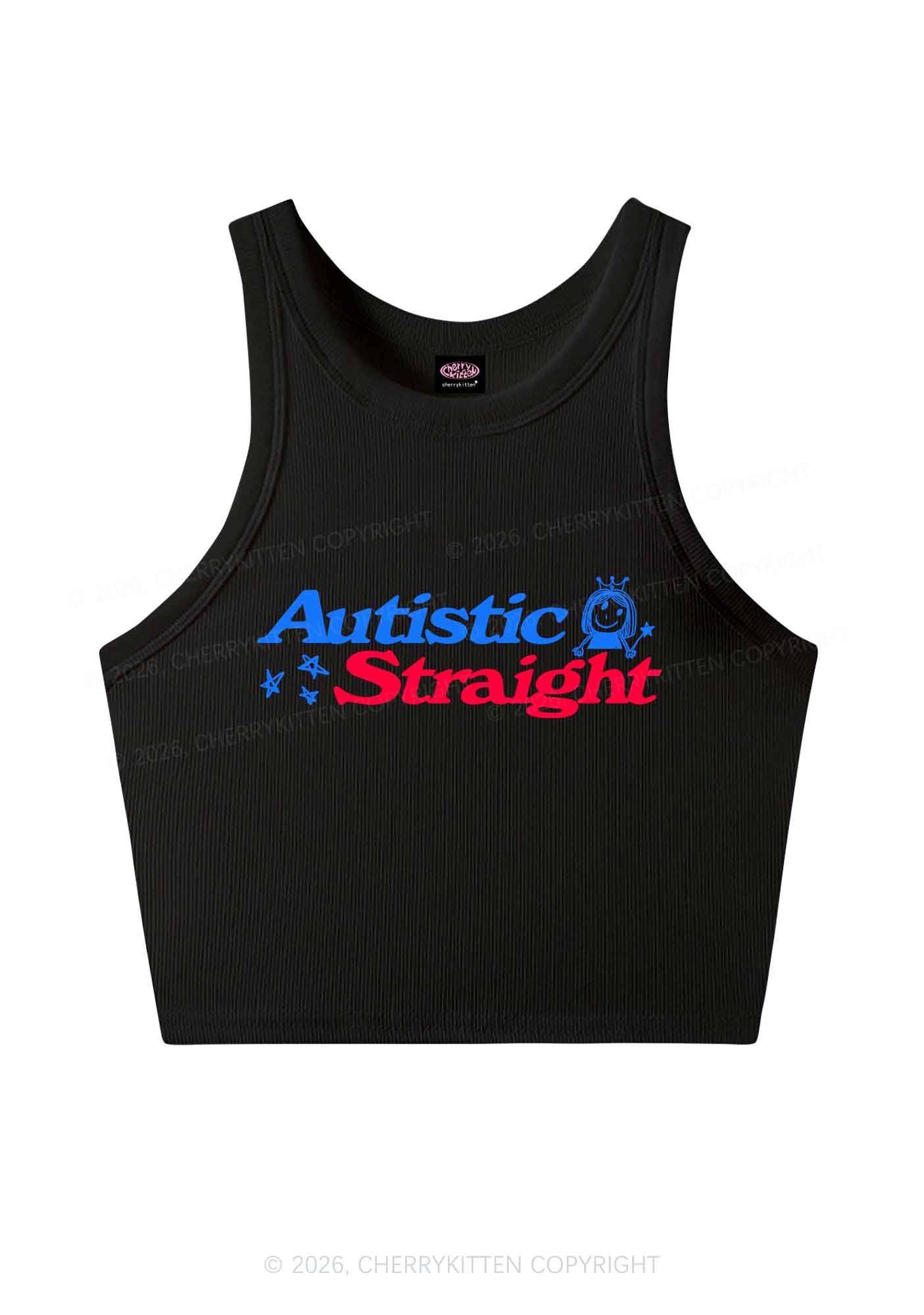 Autistic Straight Pride Y2K Crop Tank Top Cherrykitten