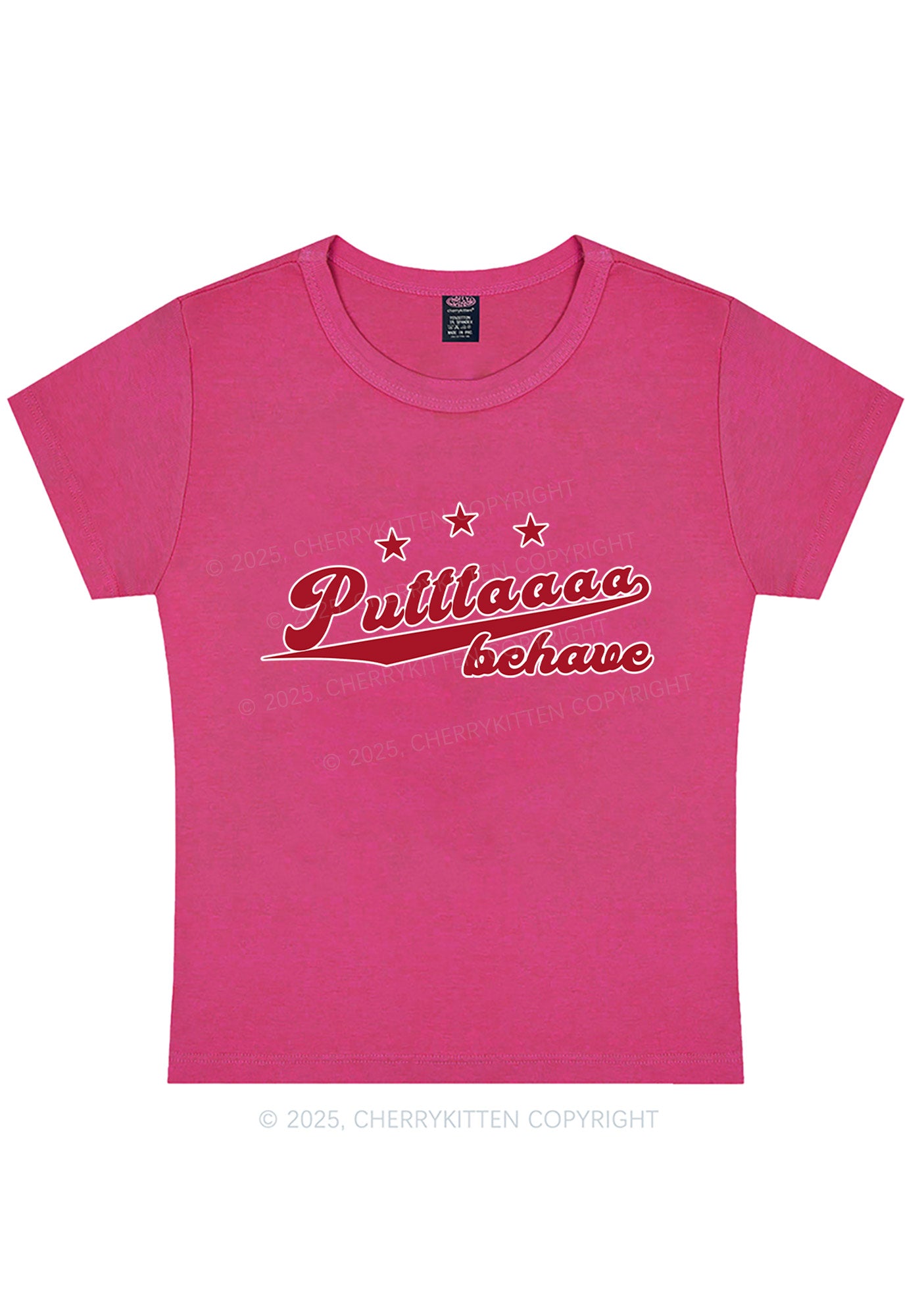 Putttaaaa Behave Y2K Baby Tee Cherrykitten