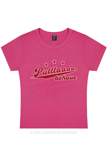 Putttaaaa Behave Y2K Baby Tee Cherrykitten
