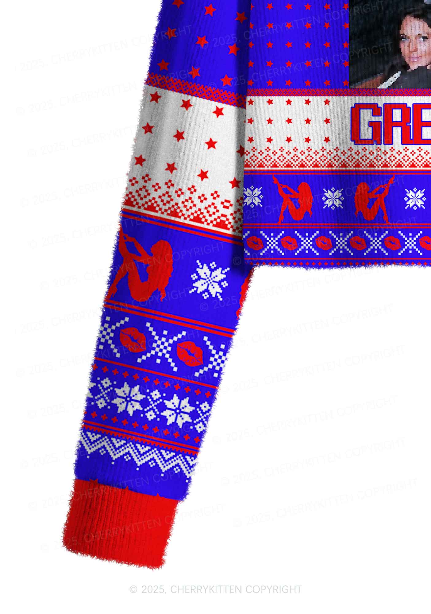 Make America Great Again Y2K Christmas Crop Knit Sweatshirt Cherrykitten