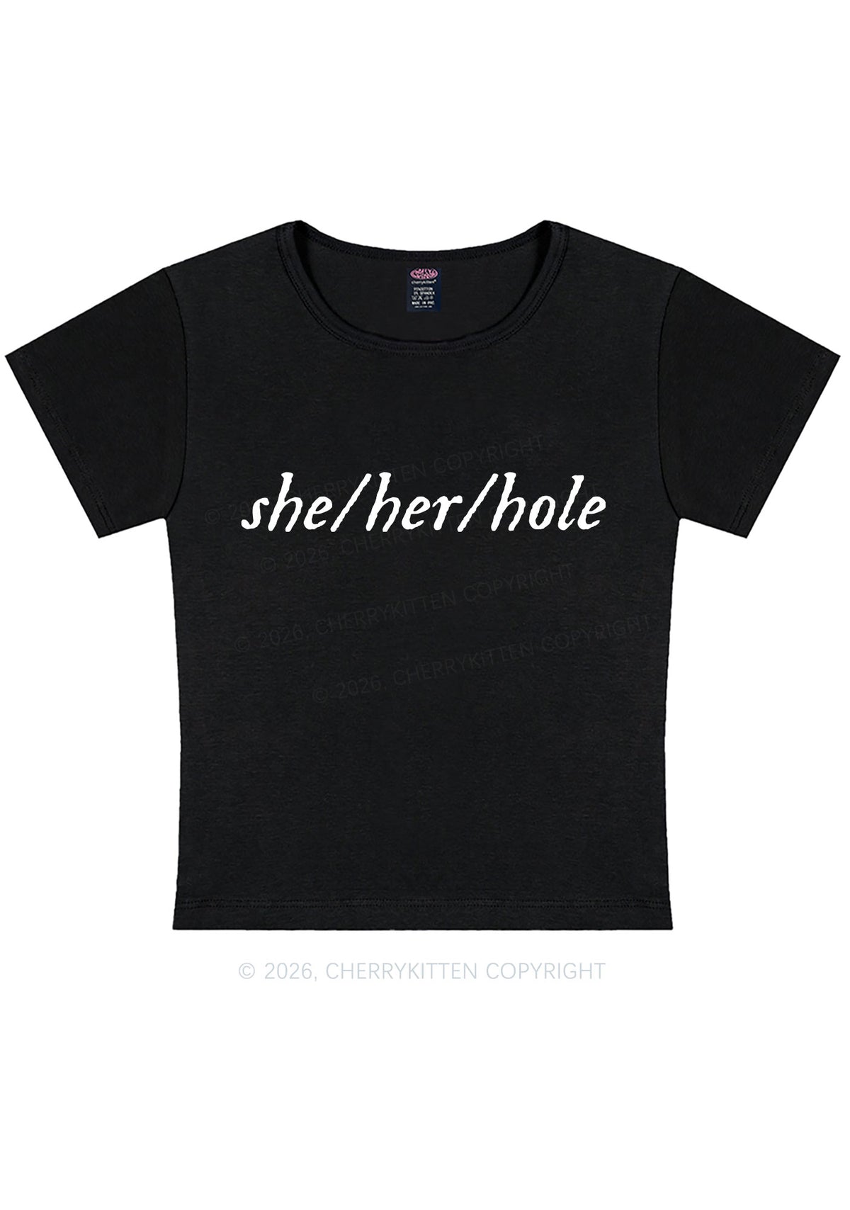 She Her Hole Pride Y2K Baby Tee Cherrykitten