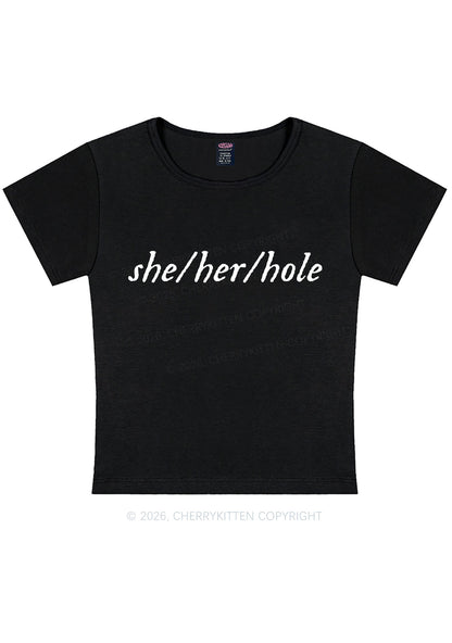 She Her Hole Pride Y2K Baby Tee Cherrykitten