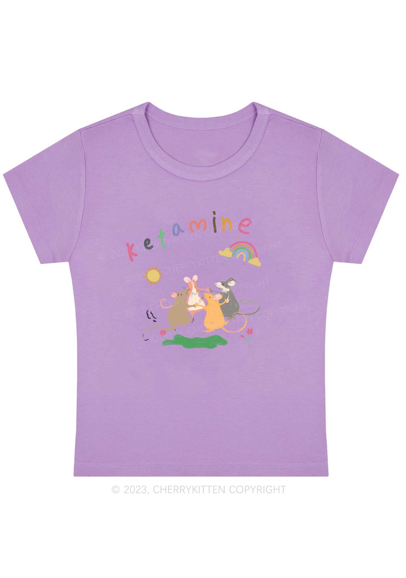 Rainbow Dancing Mice Y2K Baby Tee Cherrykitten