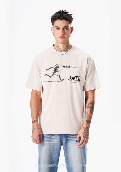 Halloween Skeleton Chase Dog Y2K Shirts Washed Tee Cherrykitten