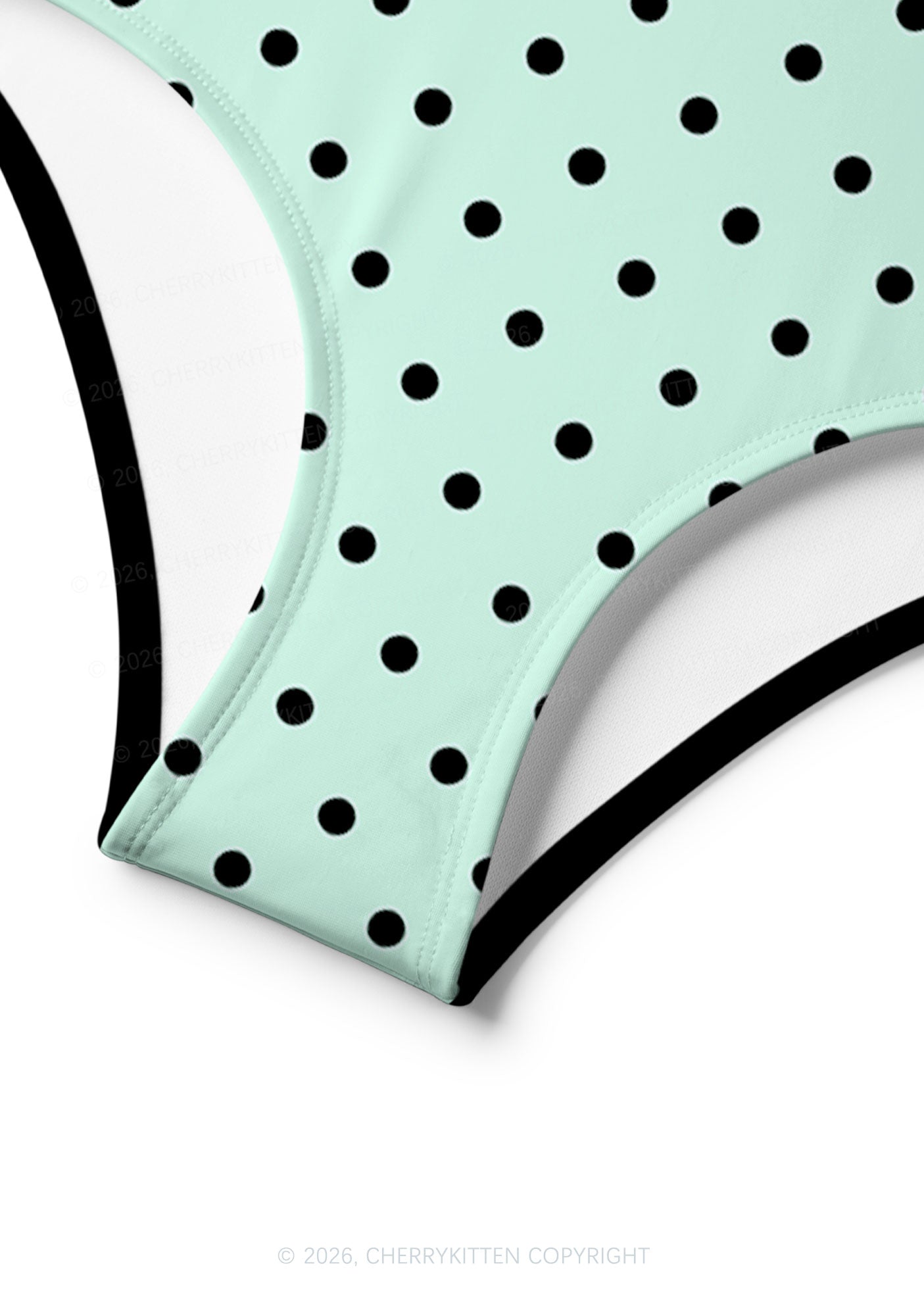 Black Dots On Mint Green Y2K Print Bikini Set Cherrykitten