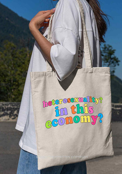 Heterosexuality In This Economy Pride Y2K Canvas Tote Bag Cherrykitten